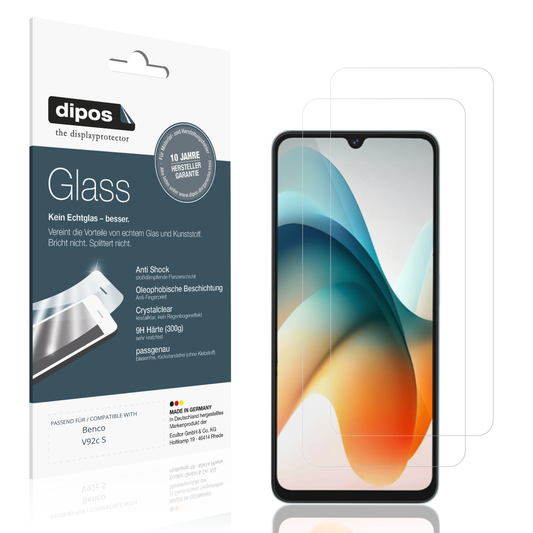 Klare Displayschutzfolie von dipos passend für Benco V92c S, 9H kratzfest und blasenfrei montiert