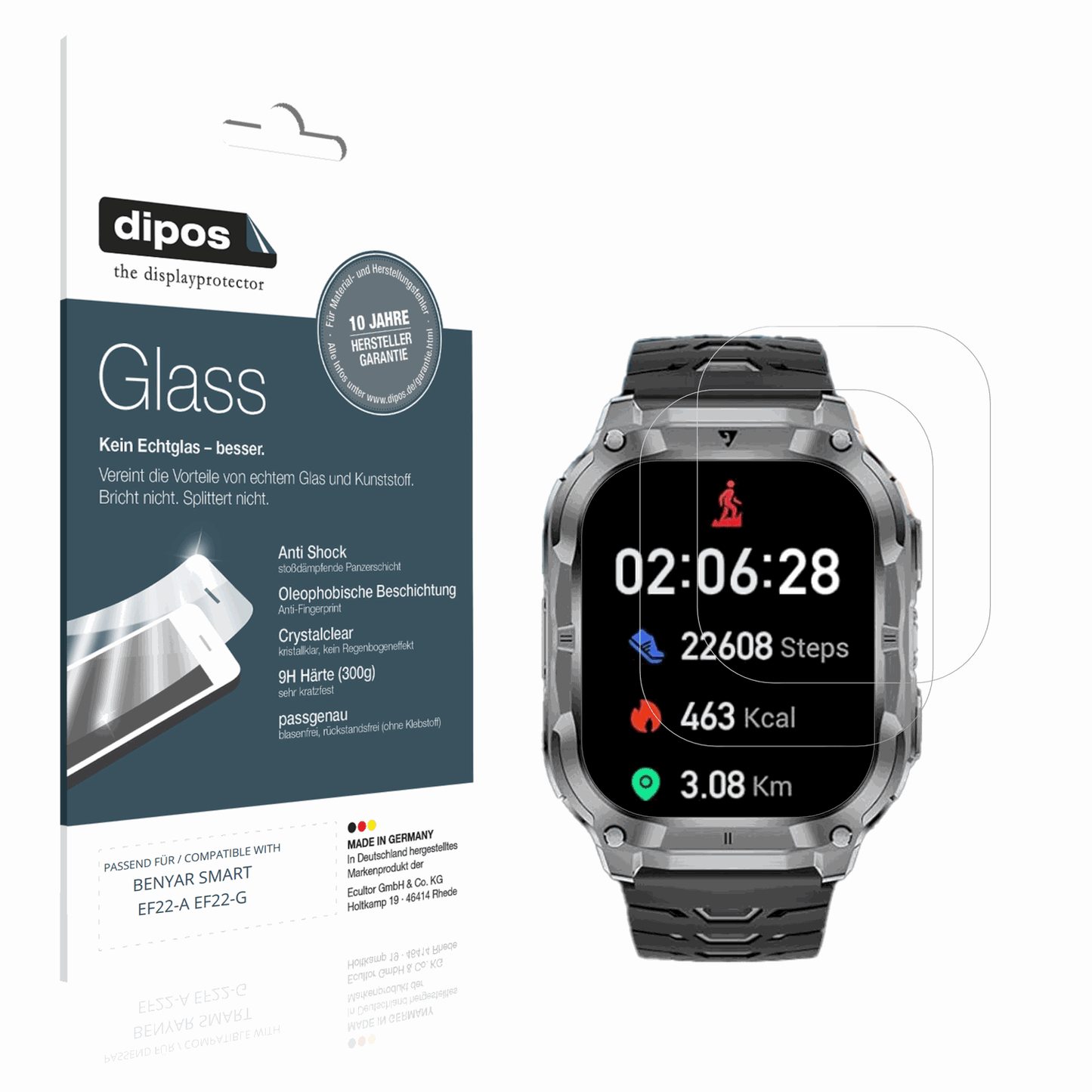 Klare Displayschutzfolie von dipos passend für BENYAR SMART EF22-A EF22-G, 9H kratzfest und blasenfrei montiert