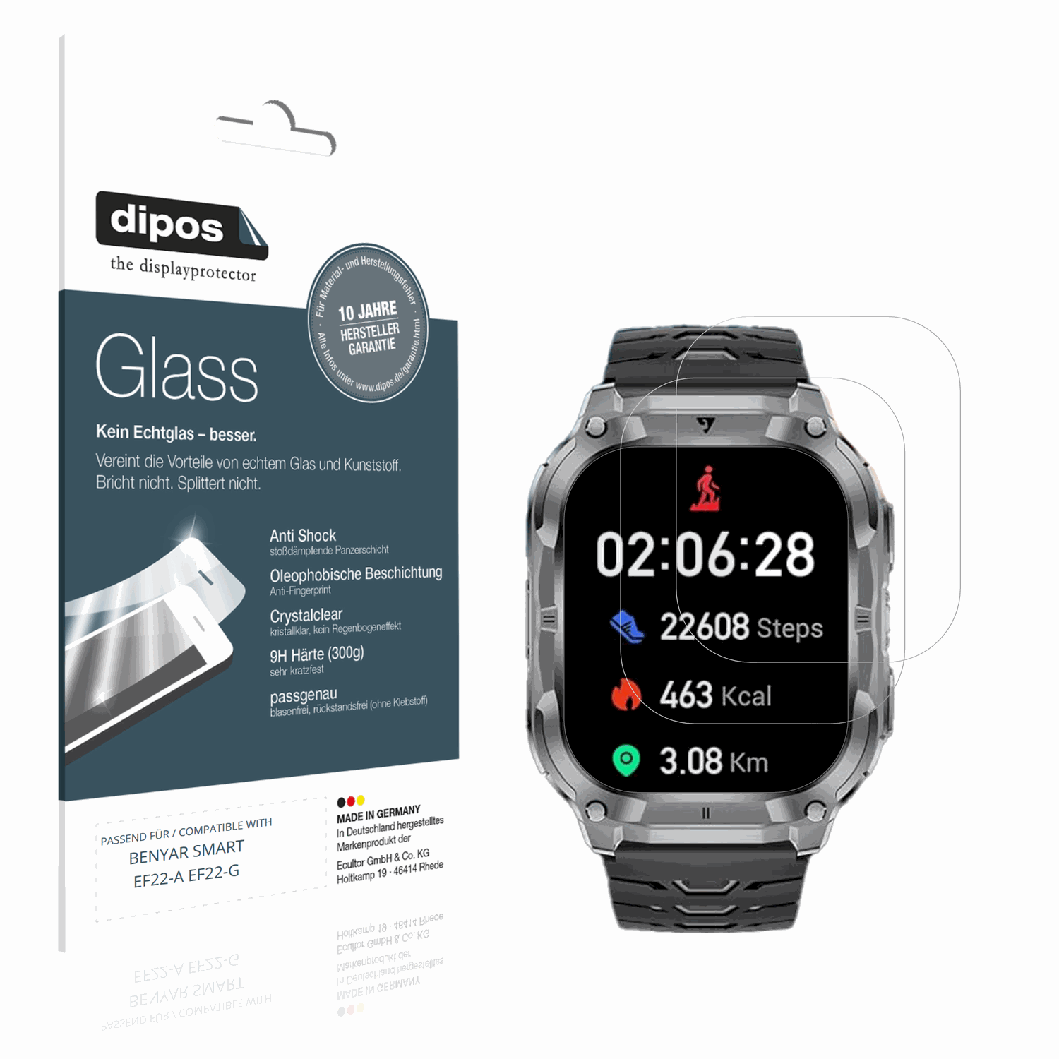 Klare Displayschutzfolie von dipos passend für BENYAR SMART EF22-A EF22-G, 9H kratzfest und blasenfrei montiert