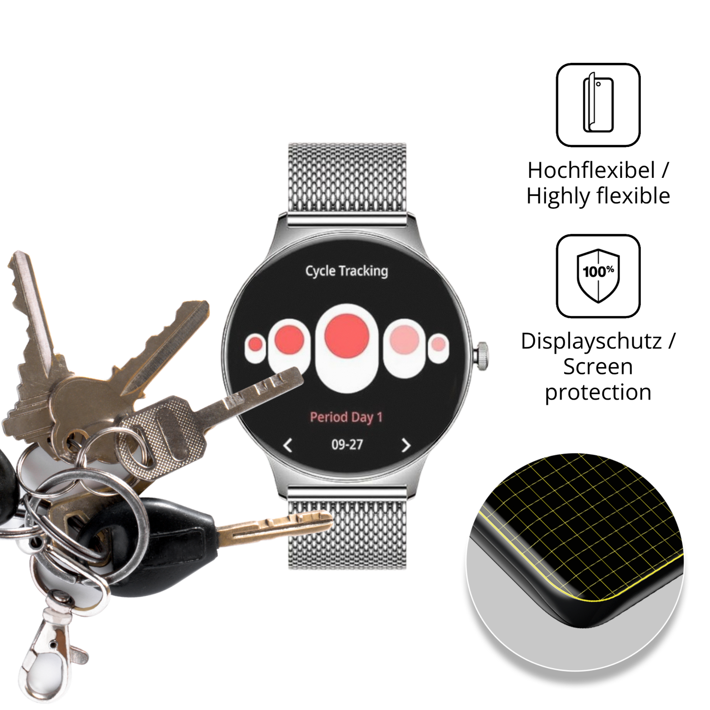 dipos Displayschutz für BENYAR SMART FV12-I, transparente Oberfläche, perfekte Passform auch für die Rundungen