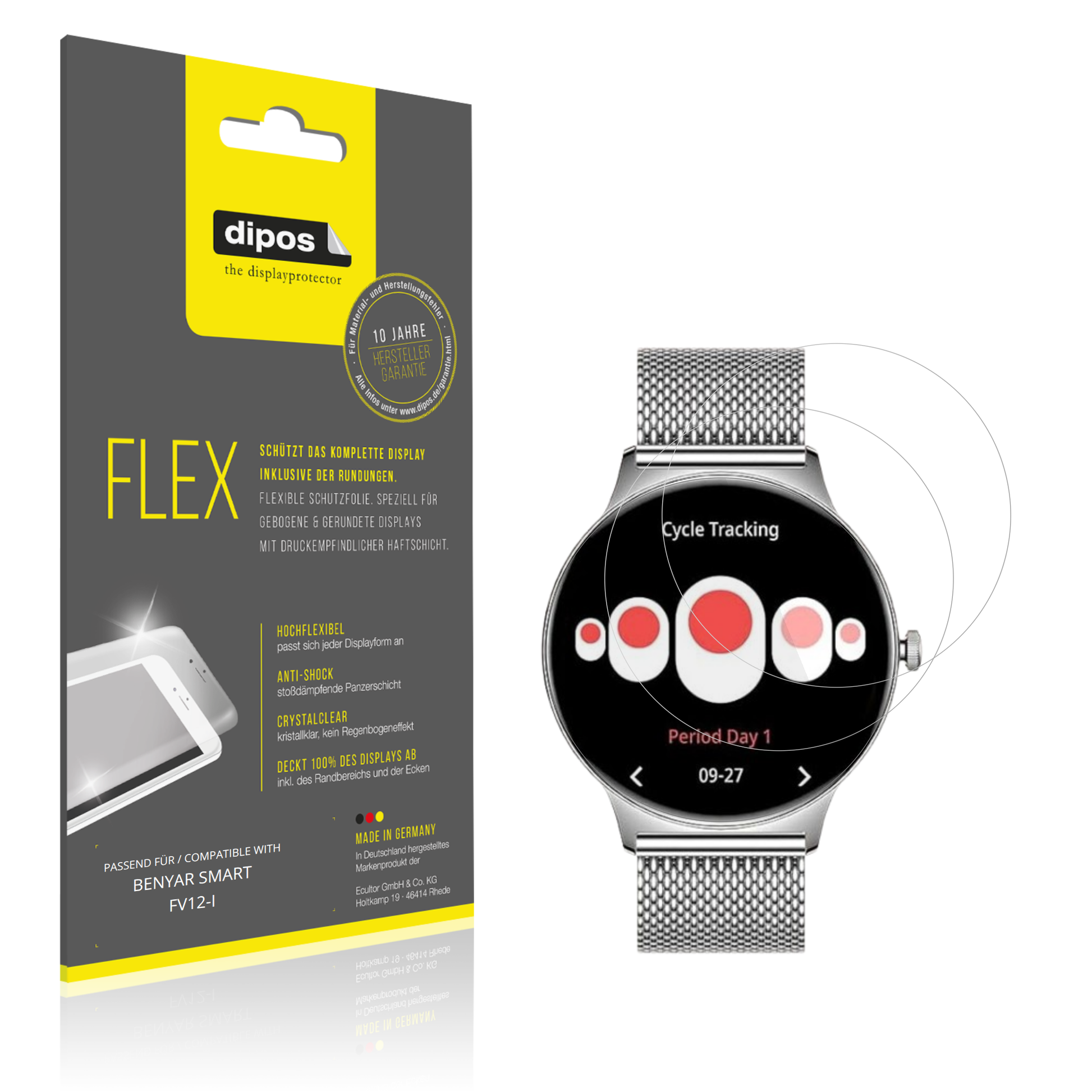 Klare Displayschutzfolie von dipos passend für BENYAR SMART FV12-I, 100% Displayabdeckung und blasenfreie Montage