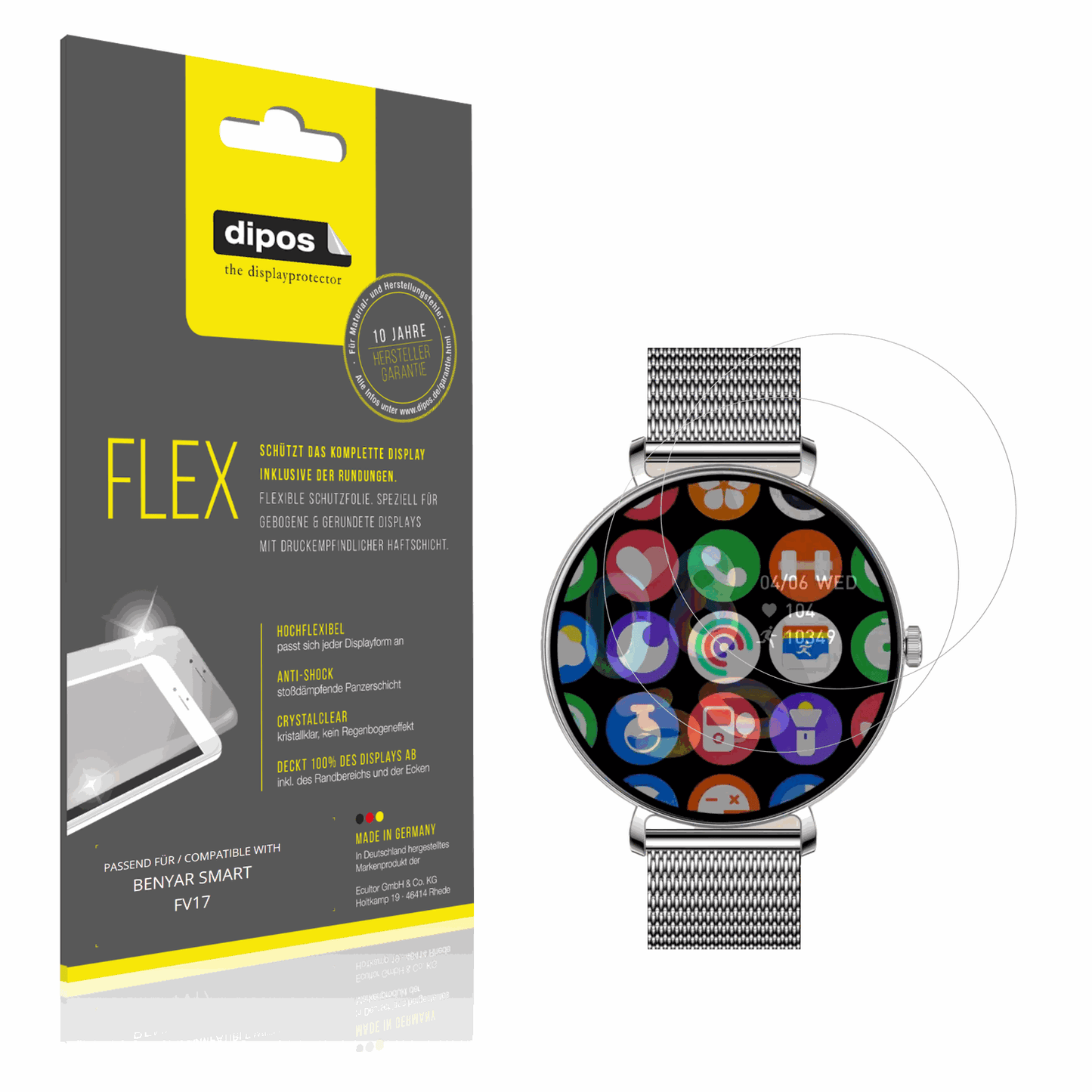 Klare Displayschutzfolie von dipos passend für BENYAR SMART FV17, 100% Displayabdeckung und blasenfreie Montage