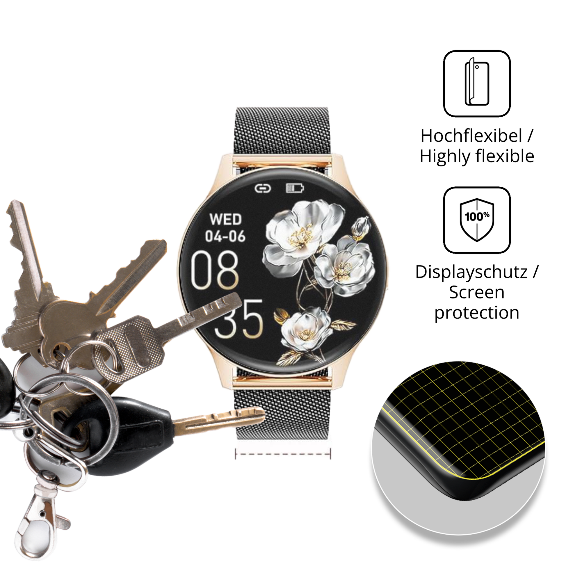 dipos Displayschutz für BENYAR SMART FV21, transparente Oberfläche, perfekte Passform auch für die Rundungen