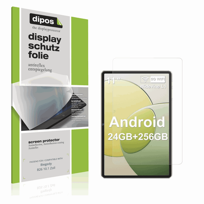 Matte Displayschutzfolie von dipos passend für Biegedy B26 10.1 Zoll, präziser Zuschnitt und blasenfrei montiert