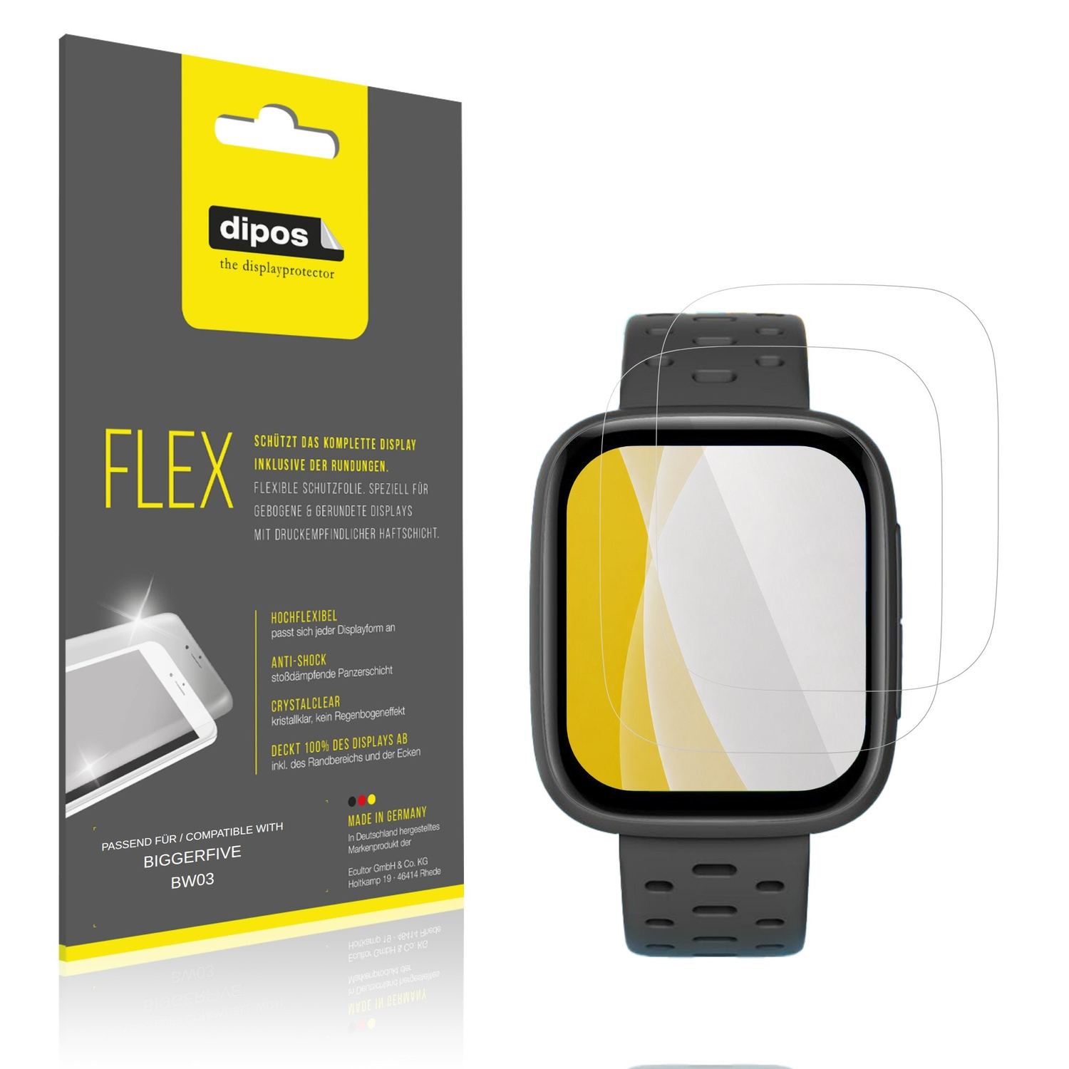 Klare Displayschutzfolie von dipos passend für BIGGERFIVE BW03, 100% Displayabdeckung und blasenfreie Montage