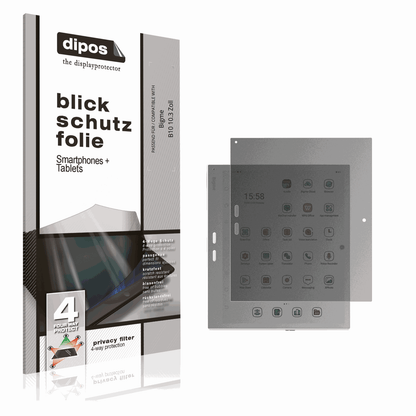 Blickschutzfolie von dipos passend für Bigme B10 10.3 Zoll, präziser Zuschnitt und blasenfrei montiert