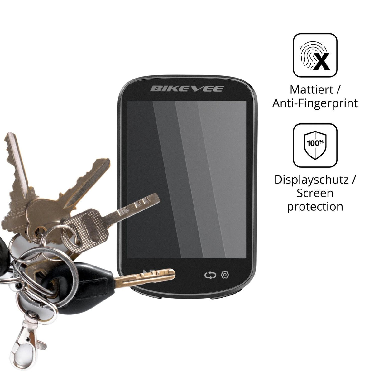 dipos Displayschutz für Bikevee BKV520, mattierte Oberfläche, Blickschutzfilter und perfekter Passform