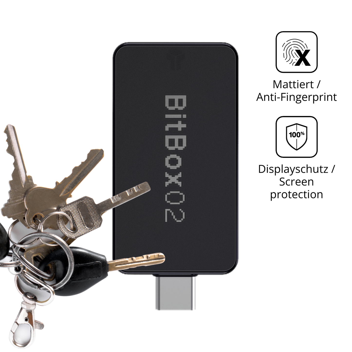dipos Displayschutz für bitbox02 nova, mattierte Oberfläche, Blickschutzfilter und perfekter Passform