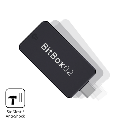 Schutz gegen Kratzer auf dem bitbox02 nova Glas durch Schlüssel, Stöße gegen die Tischkante oder Stürze