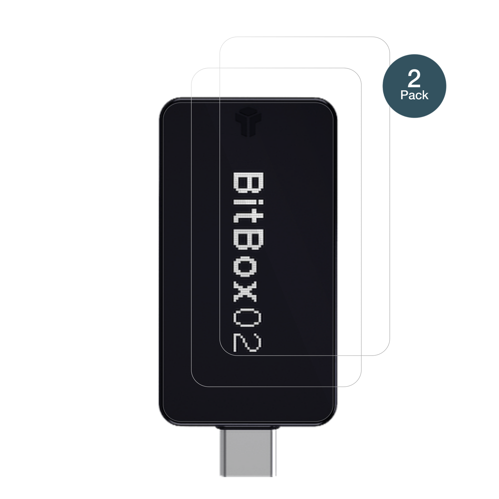 bitbox02nova mit aufgebrachter dipos Flex Schutzfolie, glasklare Darstellung ohne Einschränkungen