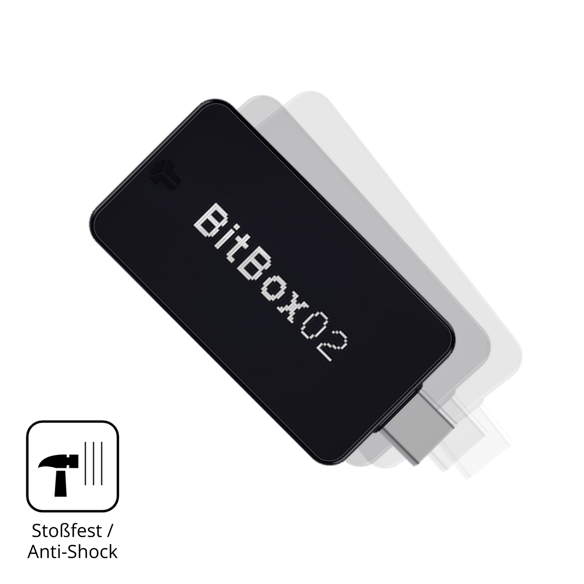 Schutz gegen Kratzer auf dem bitbox02 nova Glas durch Schlüssel, Stöße gegen die Tischkante oder Stürze