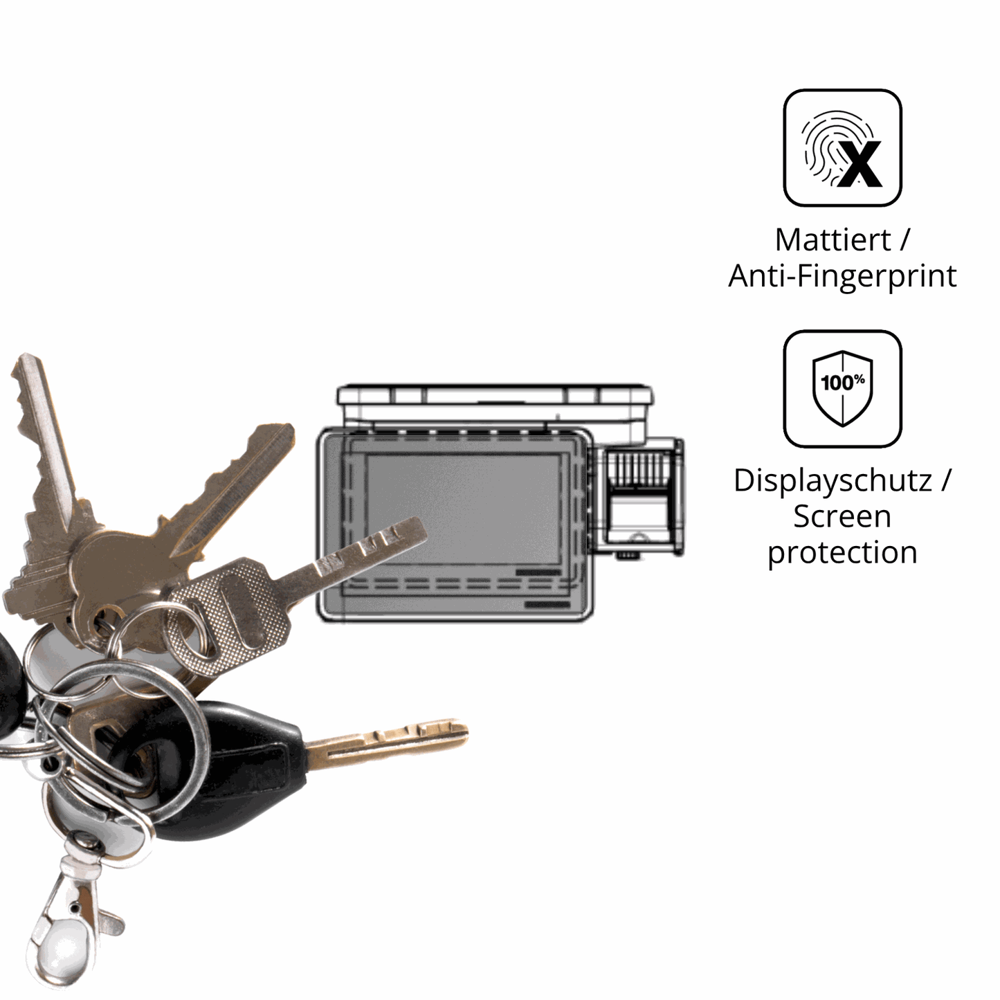 dipos Displayschutz für Bizerba Q1 expert 100 12.1 Zoll, mattierte Oberfläche, Blickschutzfilter und perfekter Passform