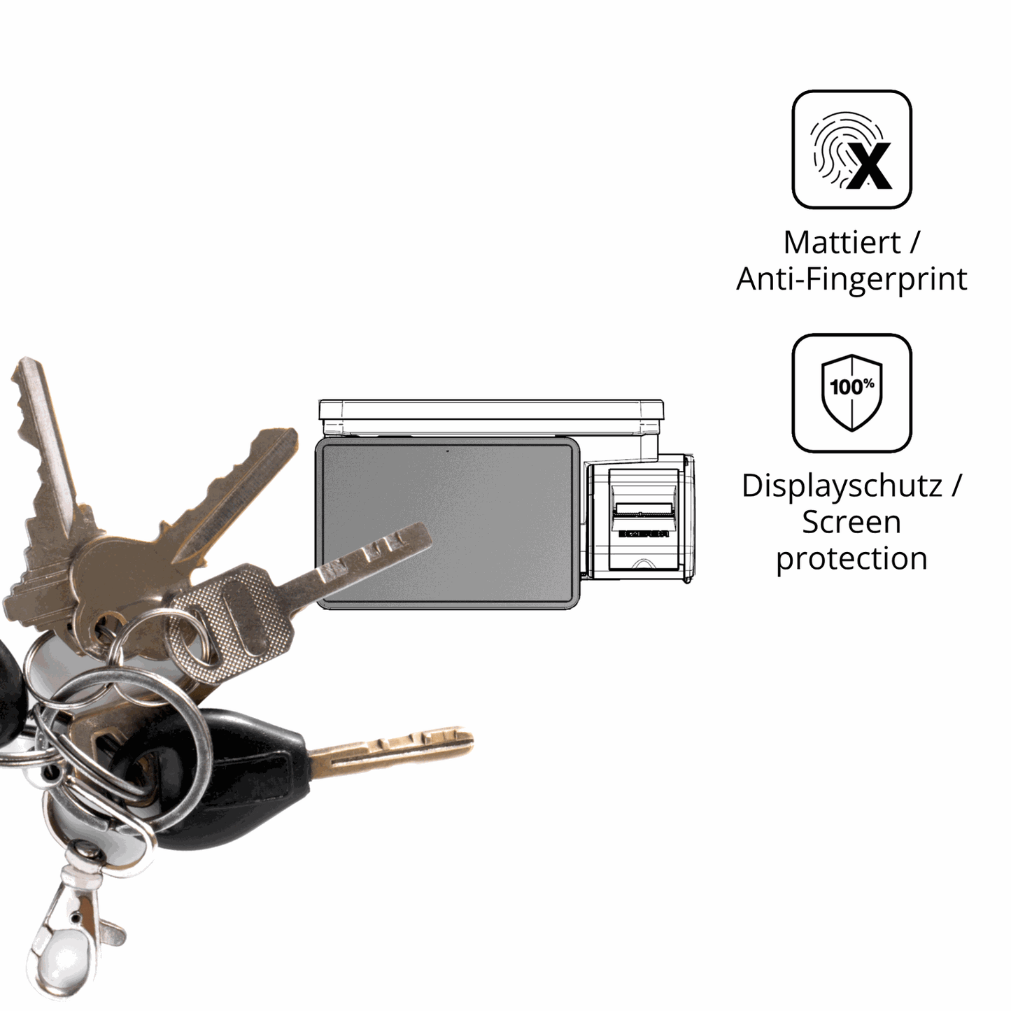 dipos Displayschutz für Bizerba Q1 pro 100 12.1 Zoll, mattierte Oberfläche, Blickschutzfilter und perfekter Passform