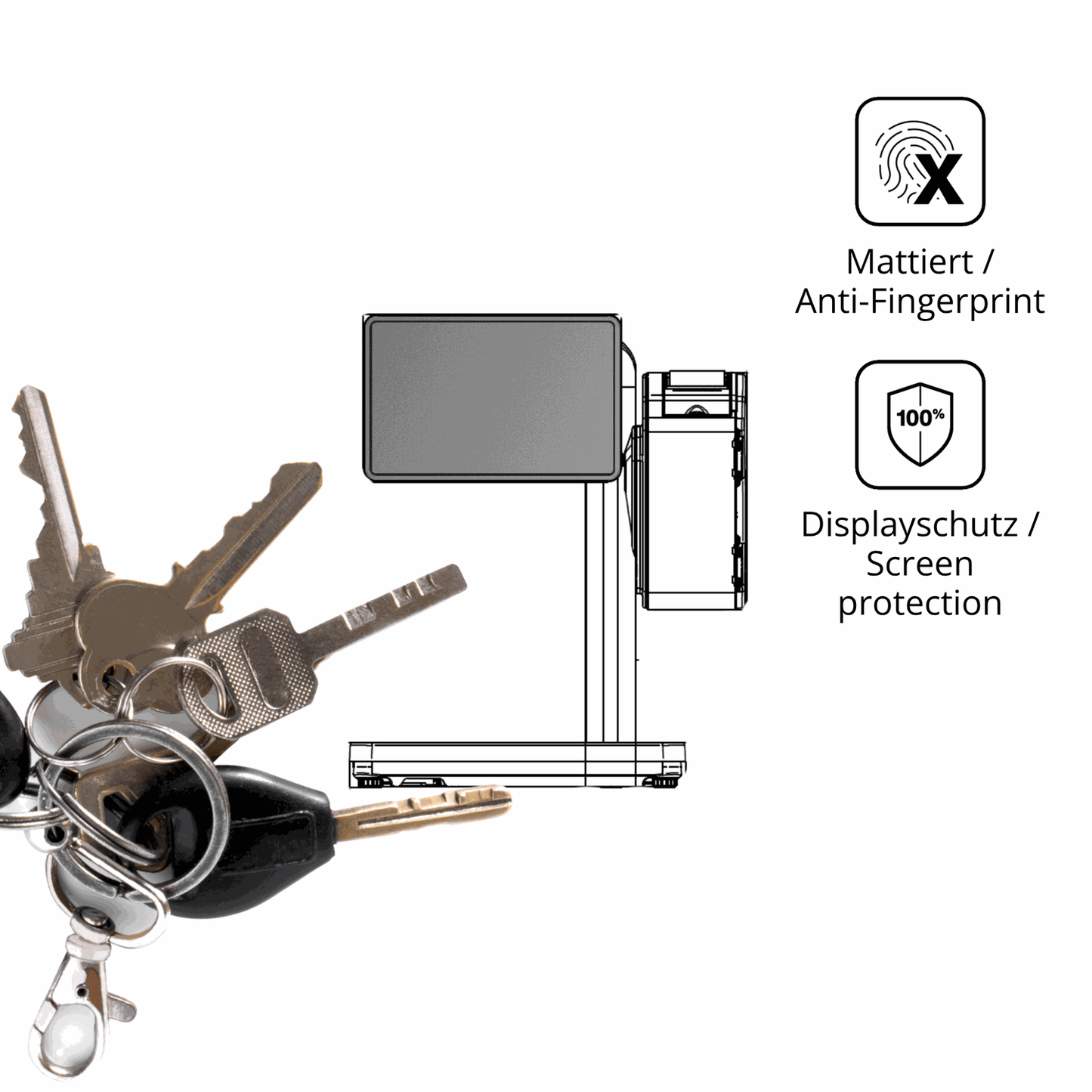 dipos Displayschutz für Bizerba Q1 pro 400 12.1 Zoll, mattierte Oberfläche, Blickschutzfilter und perfekter Passform