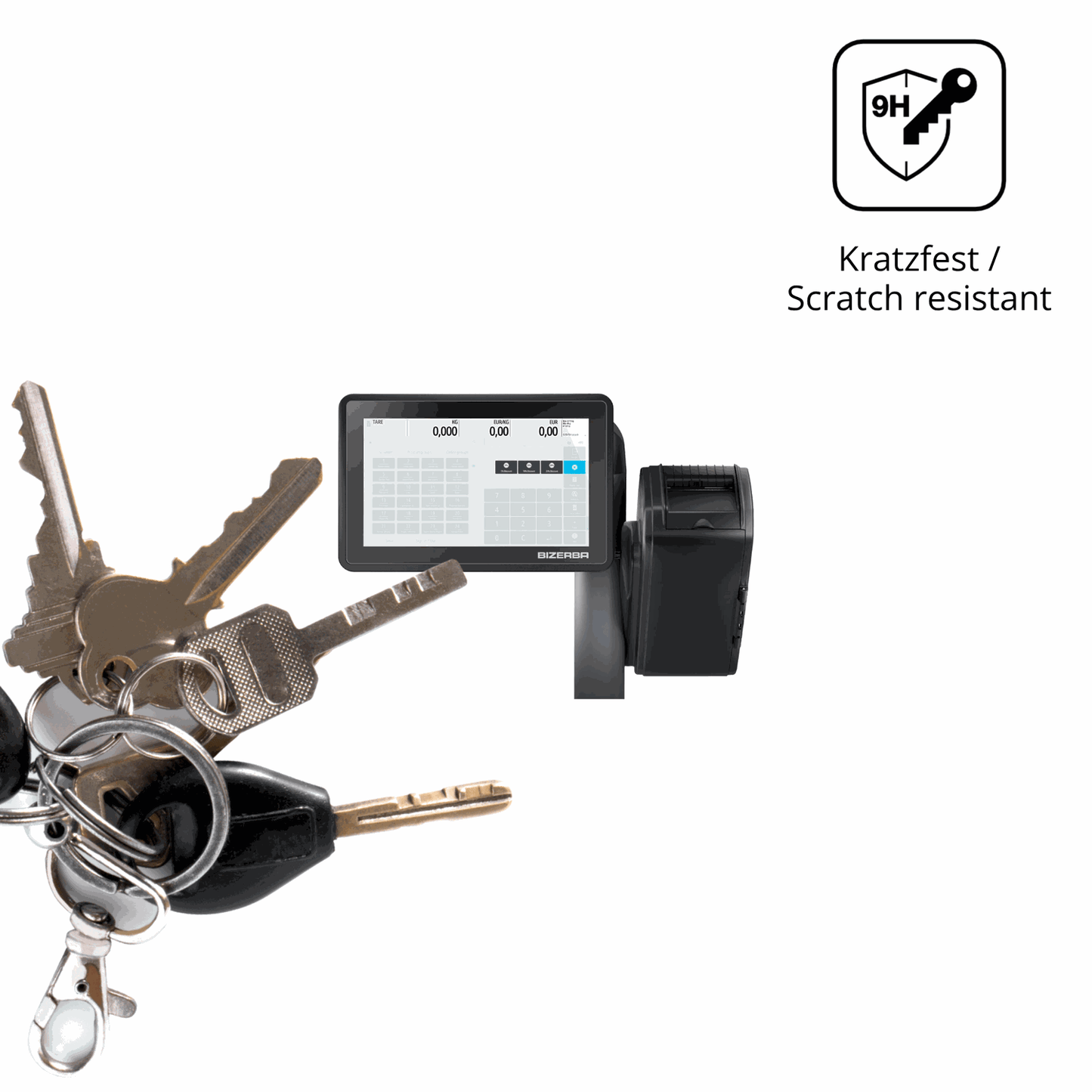 dipos Displayschutz für Bizerba Q1 pro 800 12.1 Zoll, transparente Oberfläche, perfekte Passform auch für die Rundungen