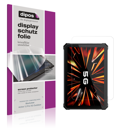 Klare Displayschutzfolie von dipos passend für blackviewactive 12 pro 5g outdoor, präziser Zuschnitt und blasenfrei montiert