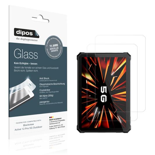 Klare Displayschutzfolie von dipos passend für blackviewactive 12 pro 5g outdoor, 9H kratzfest und blasenfrei montiert