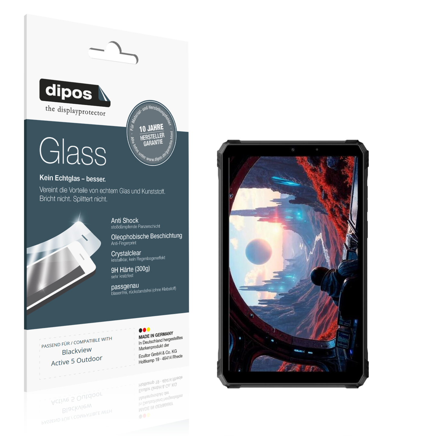Klare Displayschutzfolie von dipos passend für blackviewactive 5 outdoor, 9H kratzfest und blasenfrei montiert