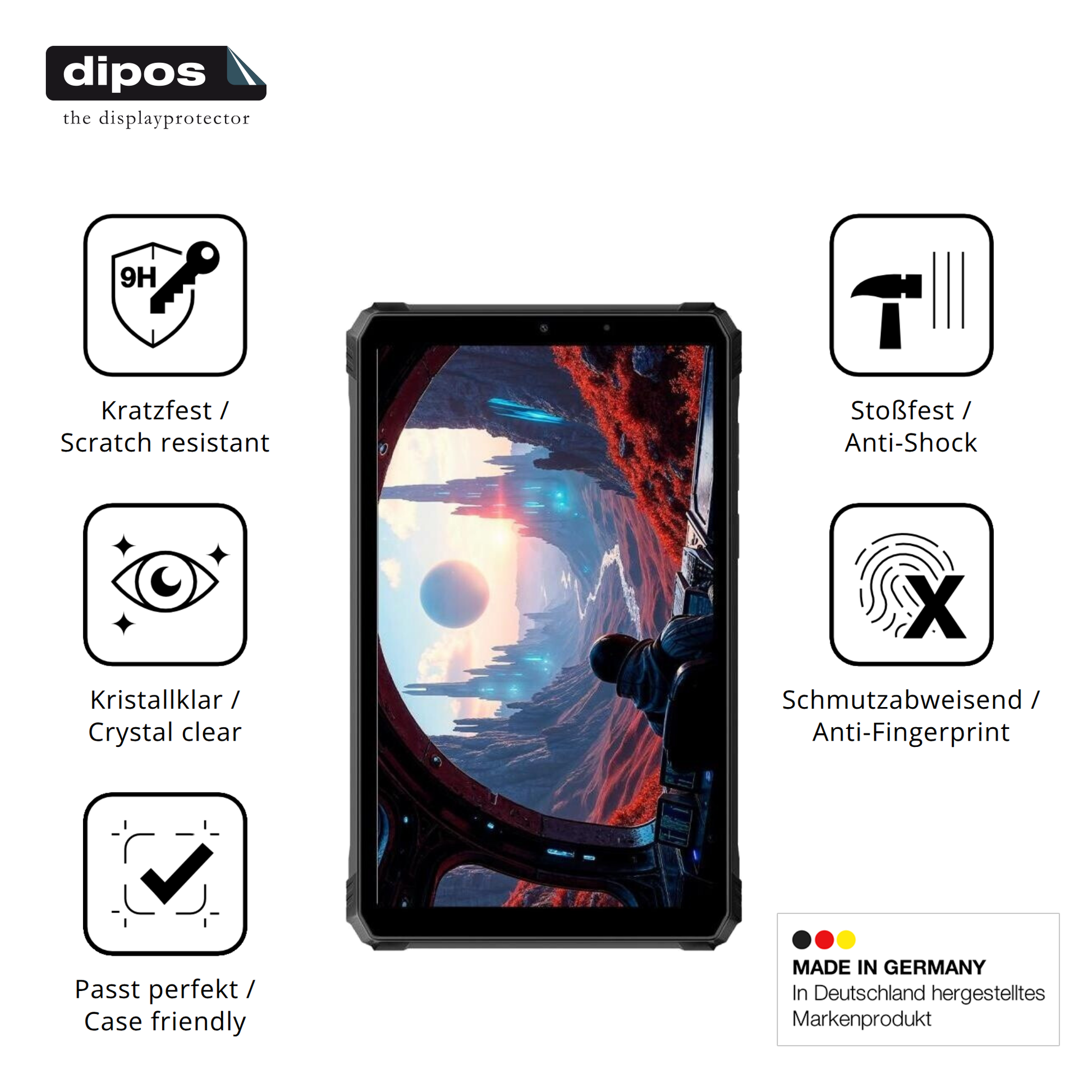Displayschutz hergestellt in Deutschland, höchste Qualität made in Germany