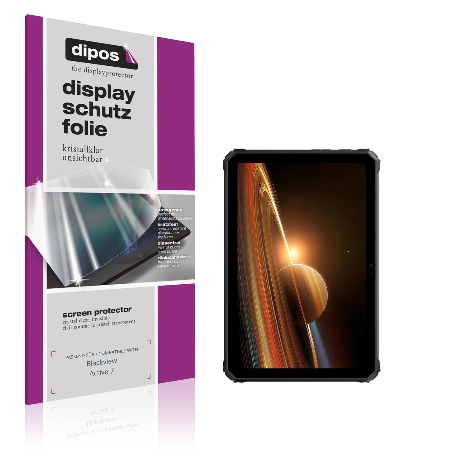 Klare Displayschutzfolie von dipos passend für Blackview Active 7, präziser Zuschnitt und blasenfrei montiert