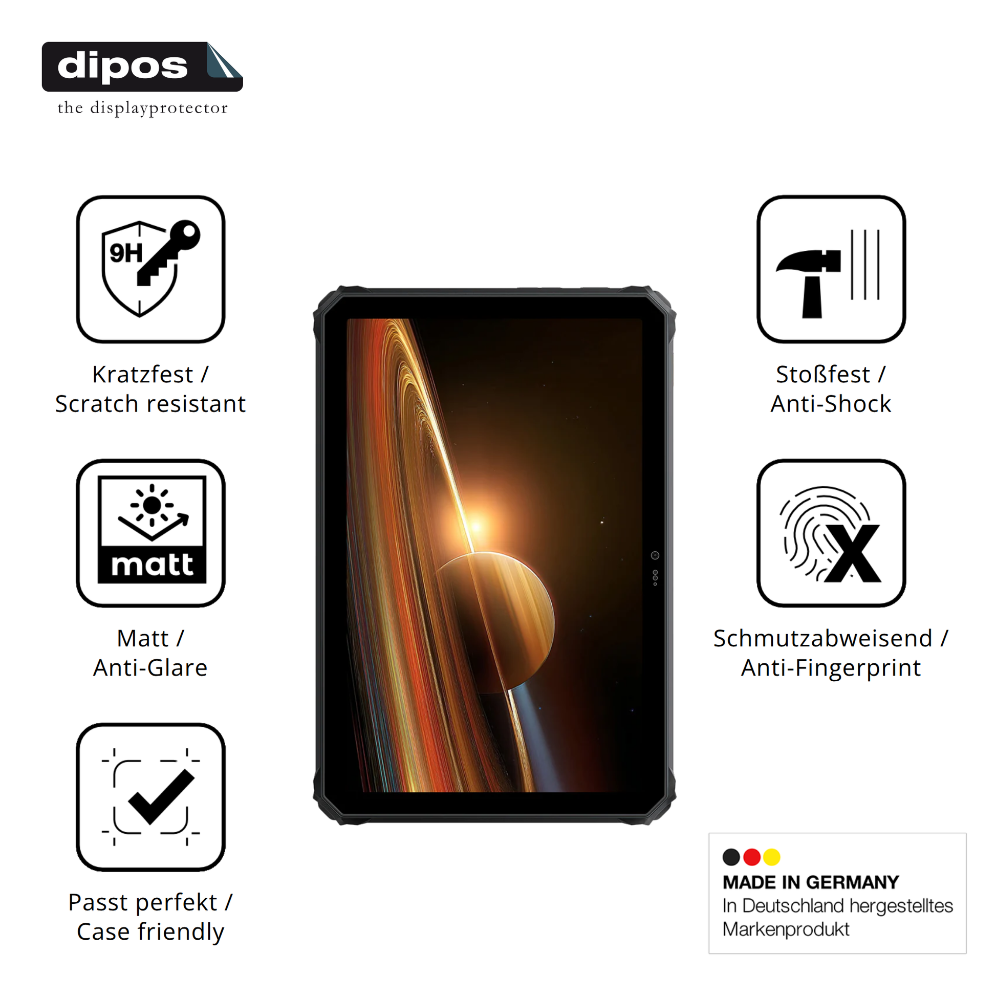 Displayschutz hergestellt in Deutschland, höchste Qualität made in Germany