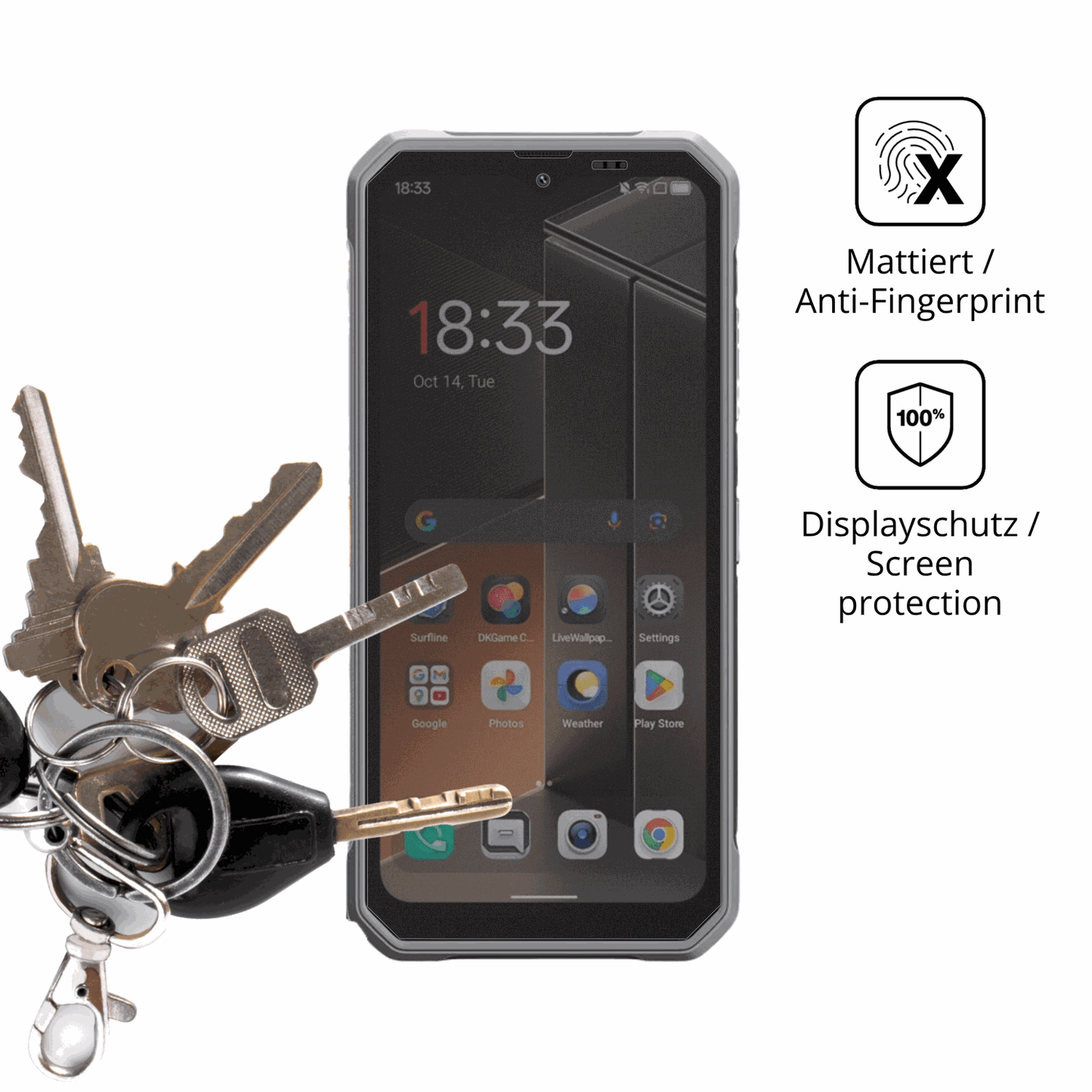 dipos Displayschutz für Blackview Fort 100, mattierte Oberfläche, Blickschutzfilter und perfekter Passform