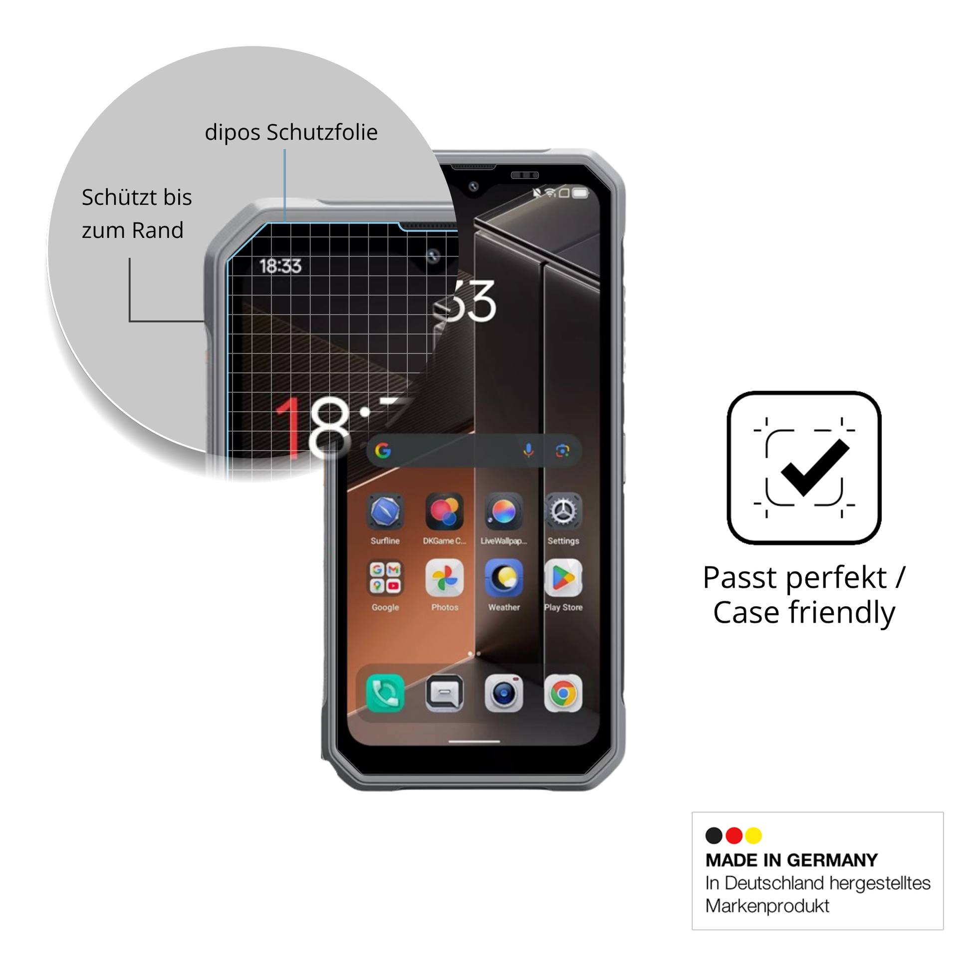 Besonders flexibler Displayschutz mit Anti-Shock-Schicht im Materialmix