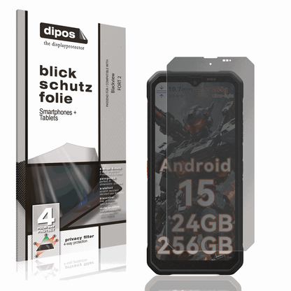 Blickschutzfolie von dipos passend für Blackview FORT 2, präziser Zuschnitt und blasenfrei montiert
