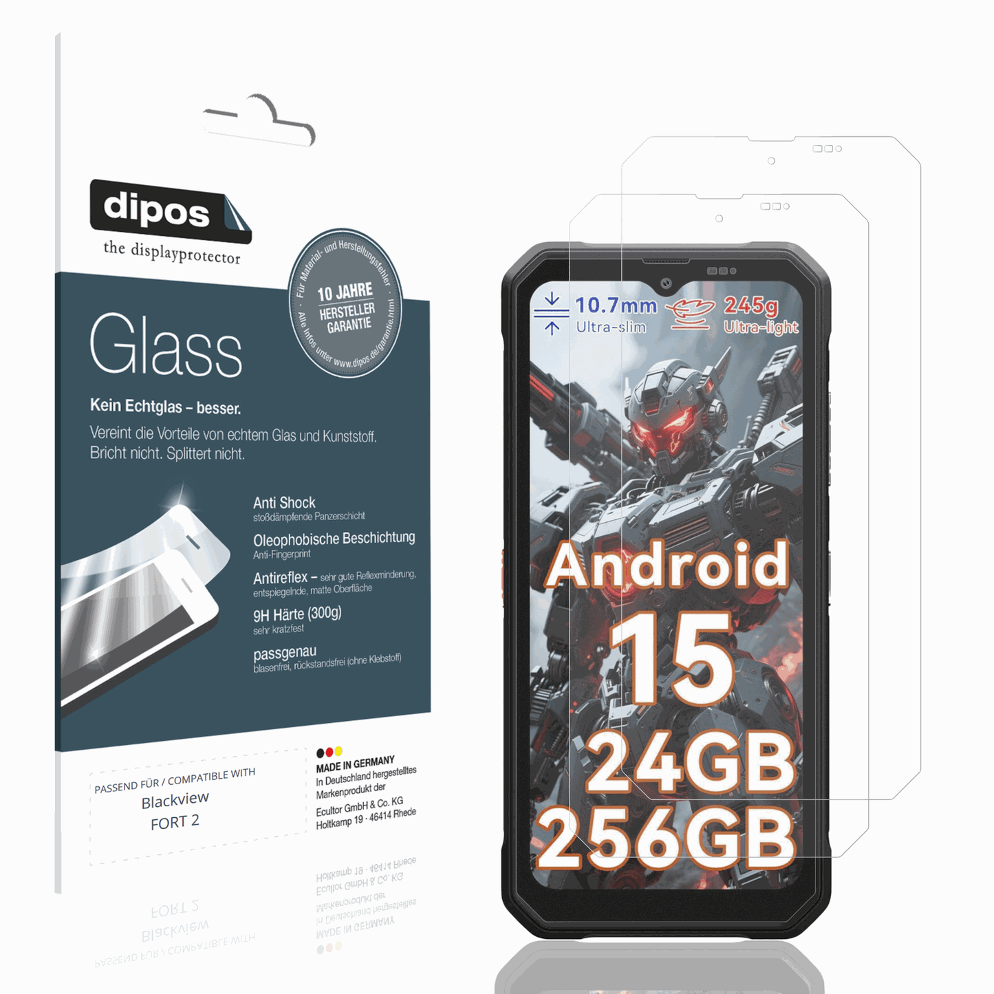 Matte Displayschutzfolie von dipos passend für Blackview FORT 2, 9H kratzfest und blasenfrei montiert