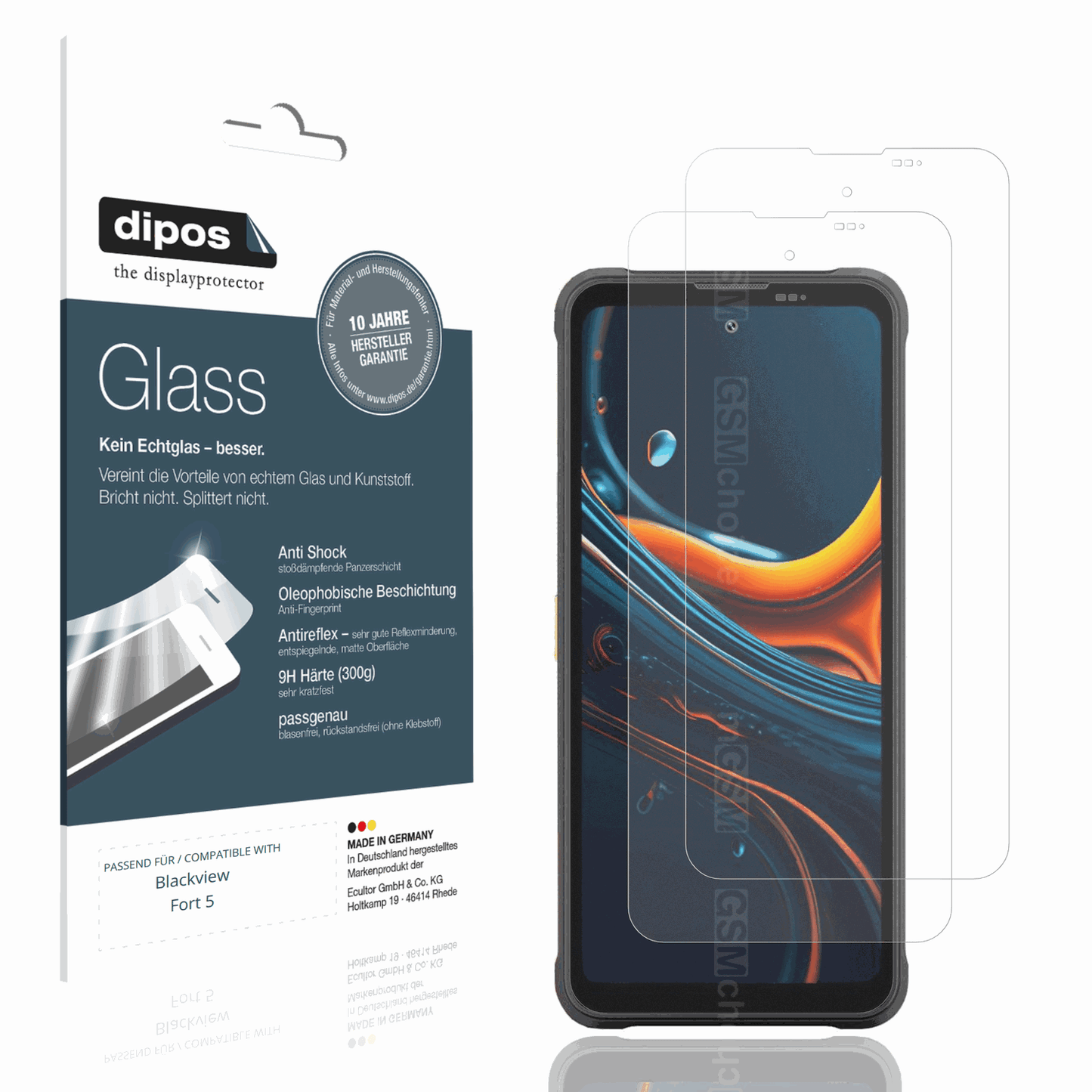 Matte Displayschutzfolie von dipos passend für Blackview Fort 5, 9H kratzfest und blasenfrei montiert