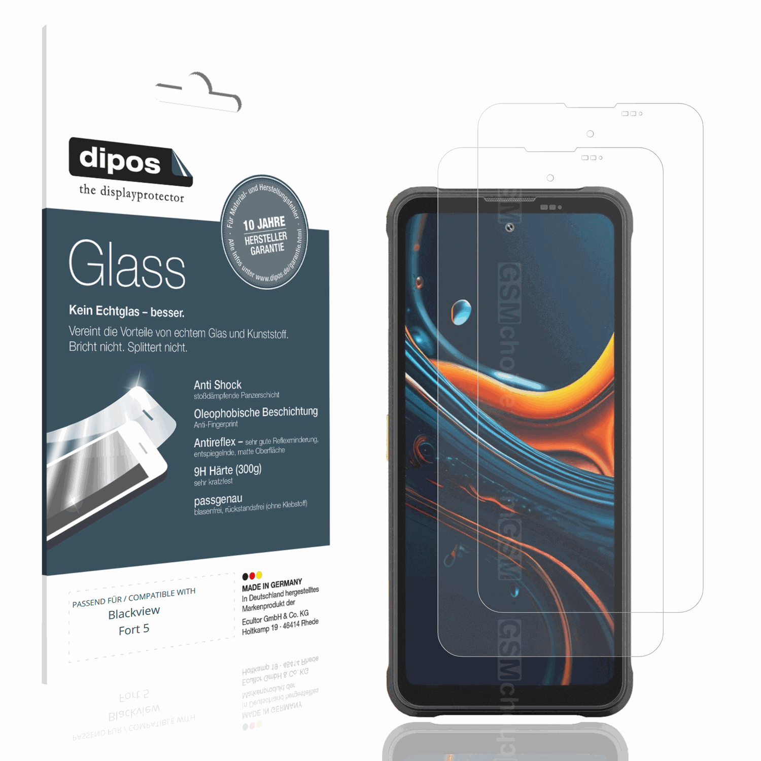 Matte Displayschutzfolie von dipos passend für Blackview Fort 5, 9H kratzfest und blasenfrei montiert