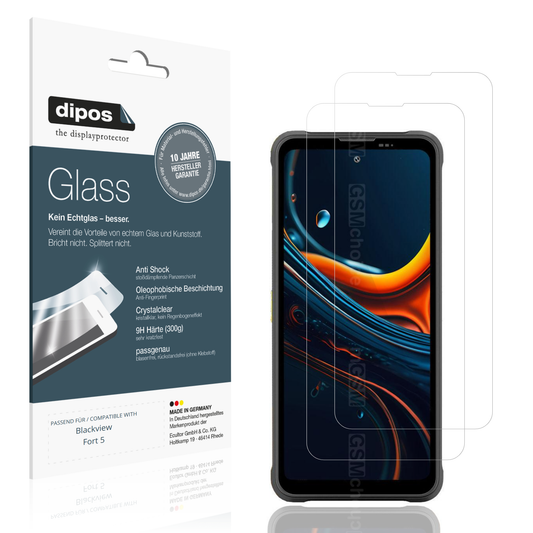Klare Displayschutzfolie von dipos passend für Blackview Fort 5, 9H kratzfest und blasenfrei montiert