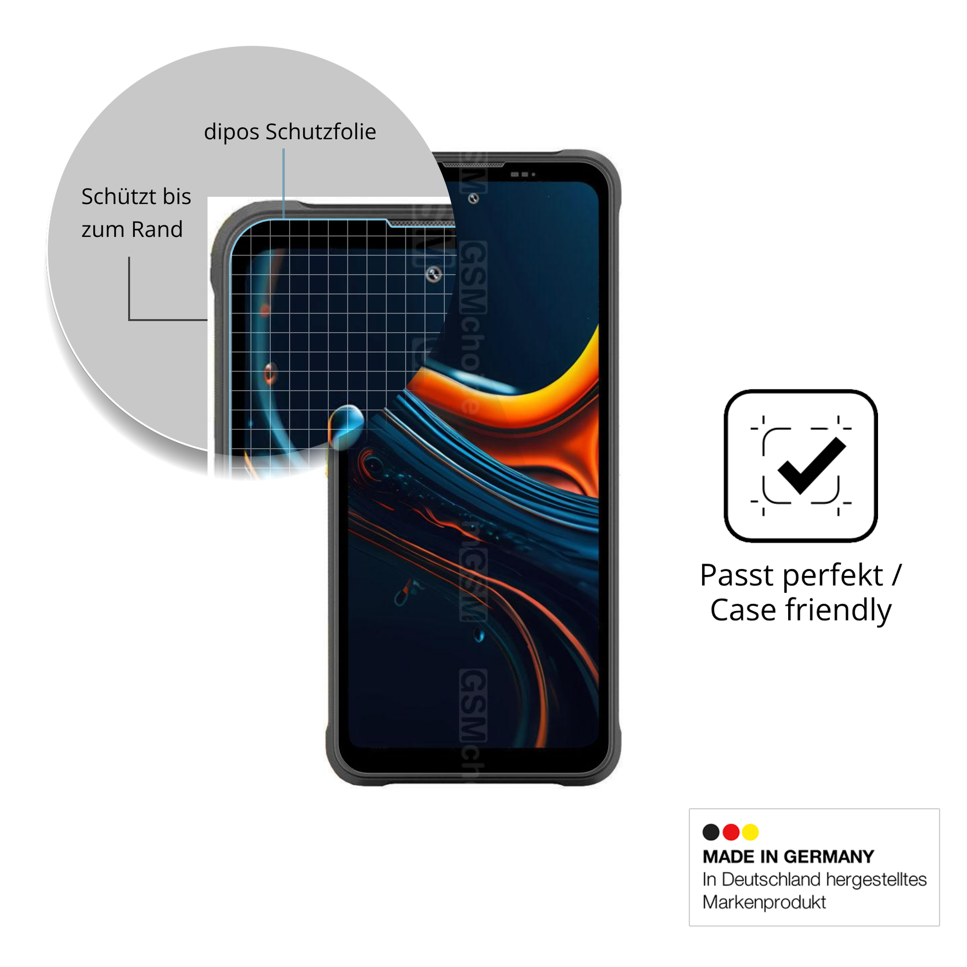 Besonders flexibler Displayschutz mit Anti-Shock-Schicht im Materialmix