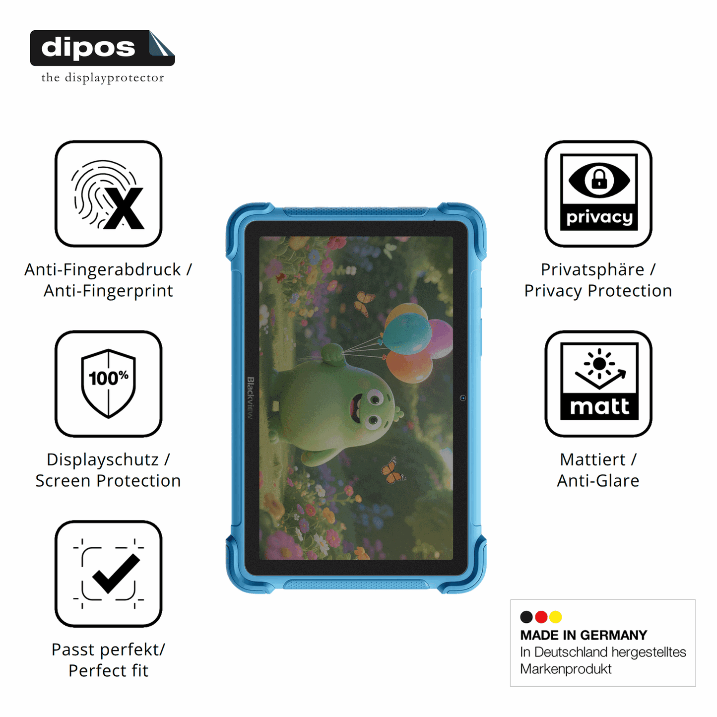 Privatsphäre-Schutz durch Sichtschutz-Folie passend zugeschnitten für Blackview Link 1 Kids