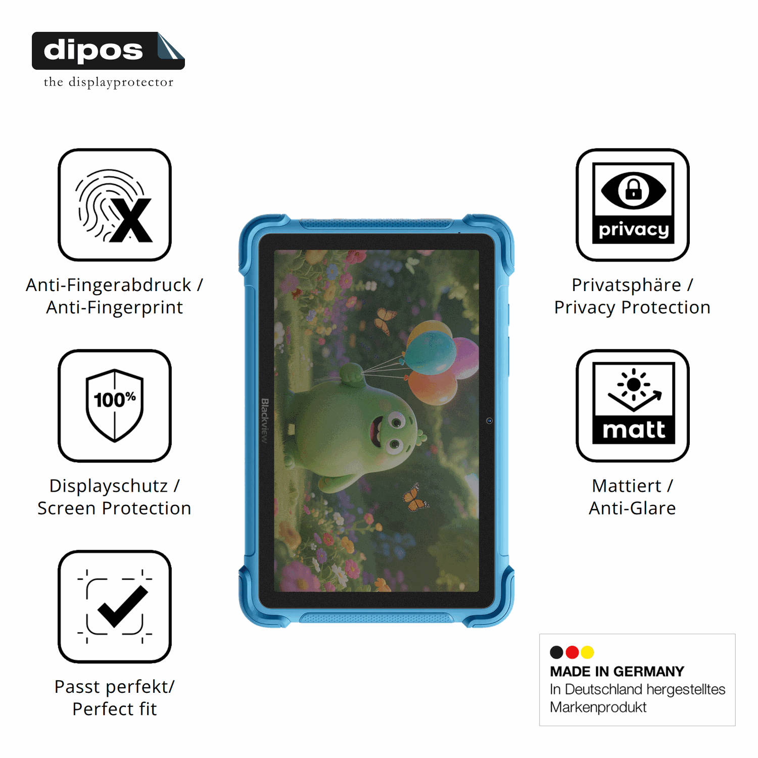 Privatsphäre-Schutz durch Sichtschutz-Folie passend zugeschnitten für Blackview Link 1 Kids