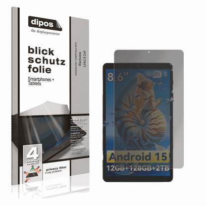 Blickschutzfolie von dipos passend für Blackview Link2 8 Zoll, präziser Zuschnitt und blasenfrei montiert