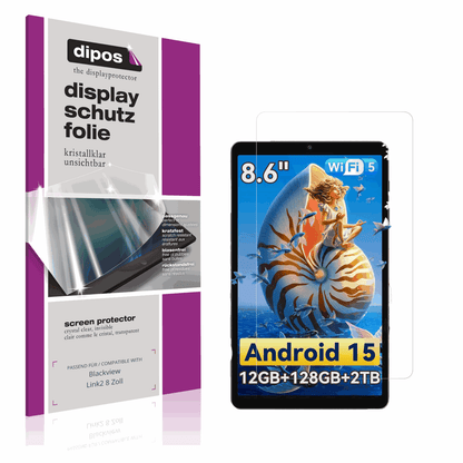 Klare Displayschutzfolie von dipos passend für Blackview Link2 8 Zoll, präziser Zuschnitt und blasenfrei montiert