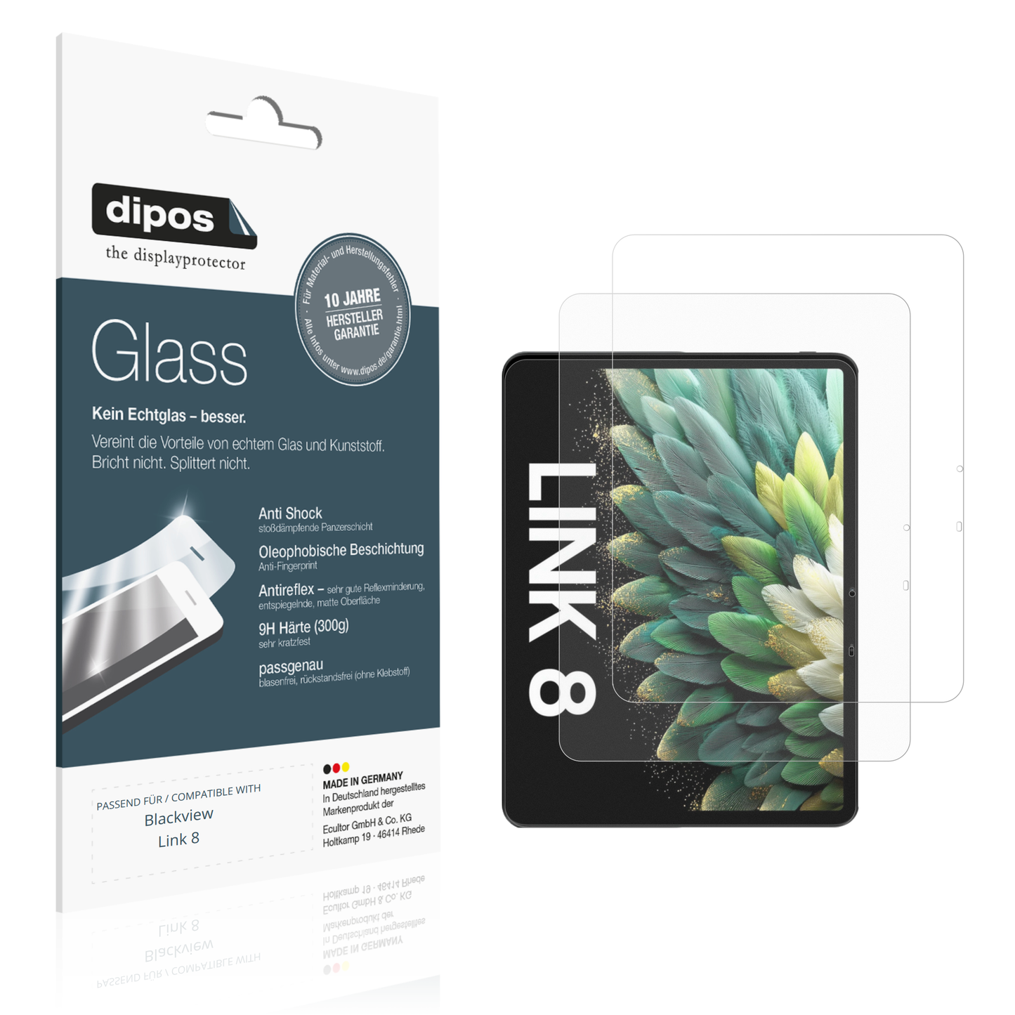 2x 9H Schutzfolie matt für Blackview Link 8 Panzerfolie
