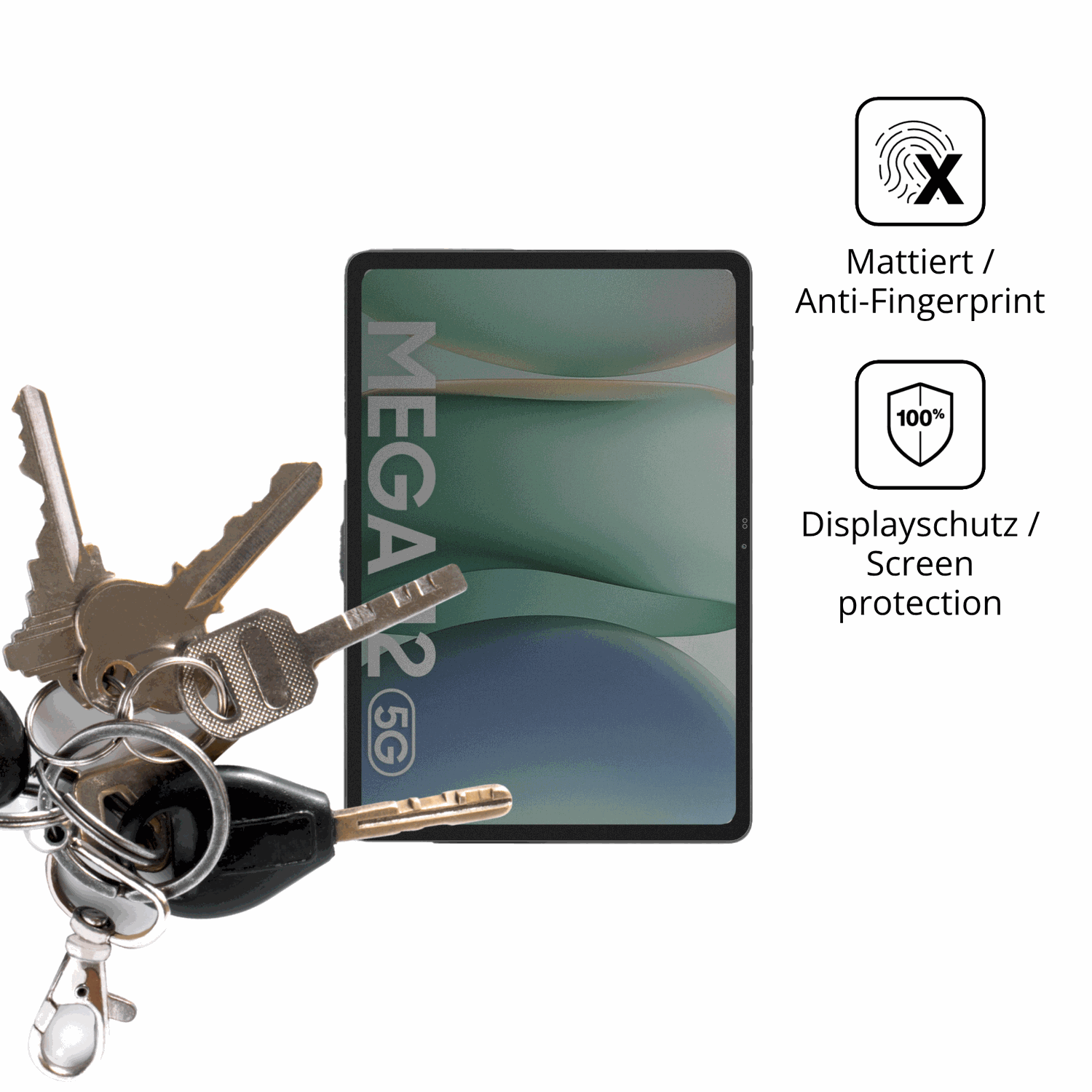 dipos Displayschutz für Blackview Mega 12, mattierte Oberfläche, Blickschutzfilter und perfekter Passform