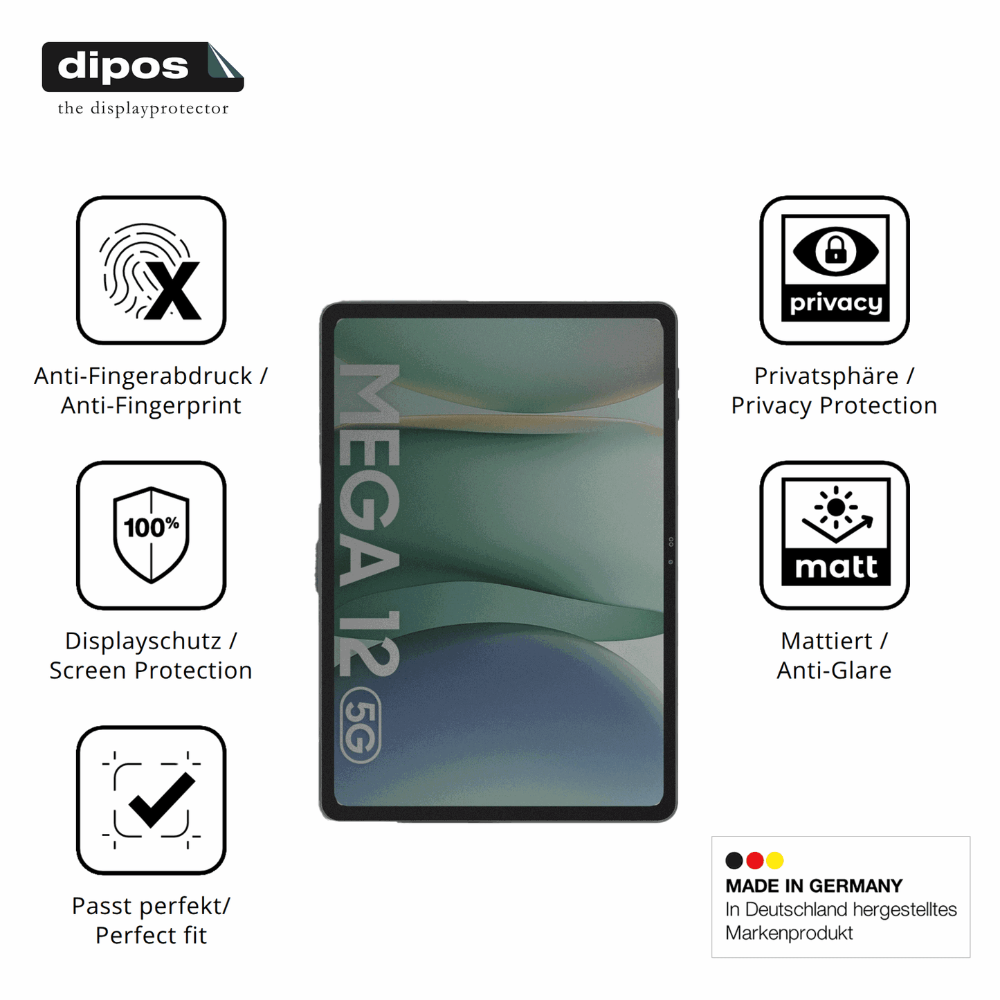 Privatsphäre-Schutz durch Sichtschutz-Folie passend zugeschnitten für Blackview Mega 12