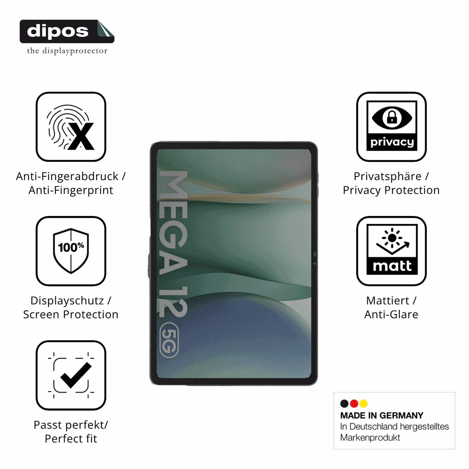 Privatsphäre-Schutz durch Sichtschutz-Folie passend zugeschnitten für Blackview Mega 12