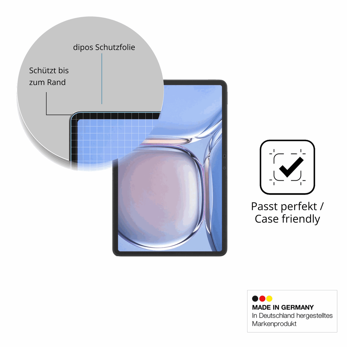 Schutzglasfolie mit optimaler Passform, zur Verwendung mit Hüllen geeignet