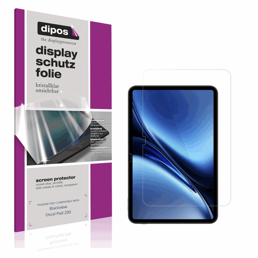 Klare Displayschutzfolie von dipos passend für Blackview Oscal Pad 200, präziser Zuschnitt und blasenfrei montiert