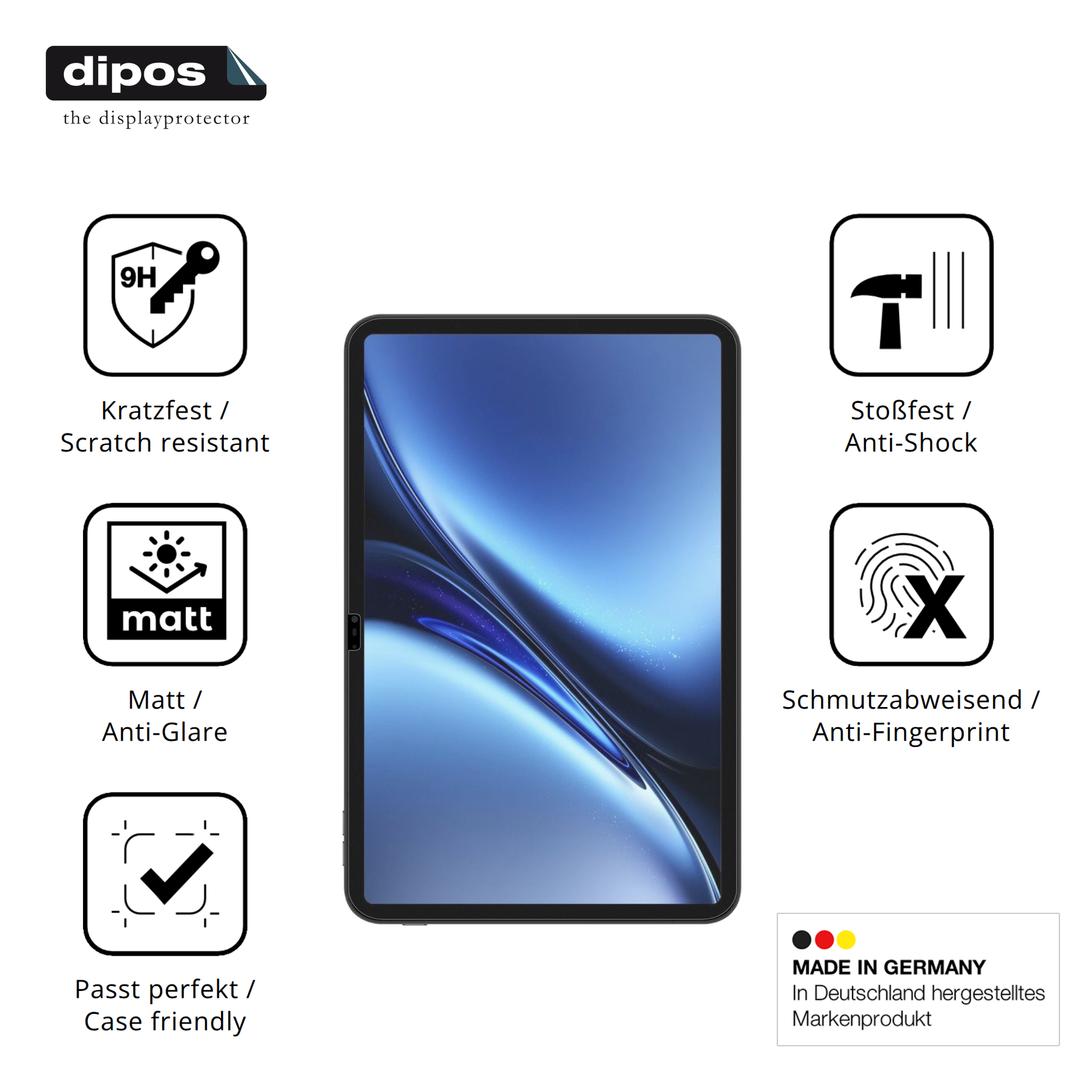 Displayschutz hergestellt in Deutschland, höchste Qualität made in Germany