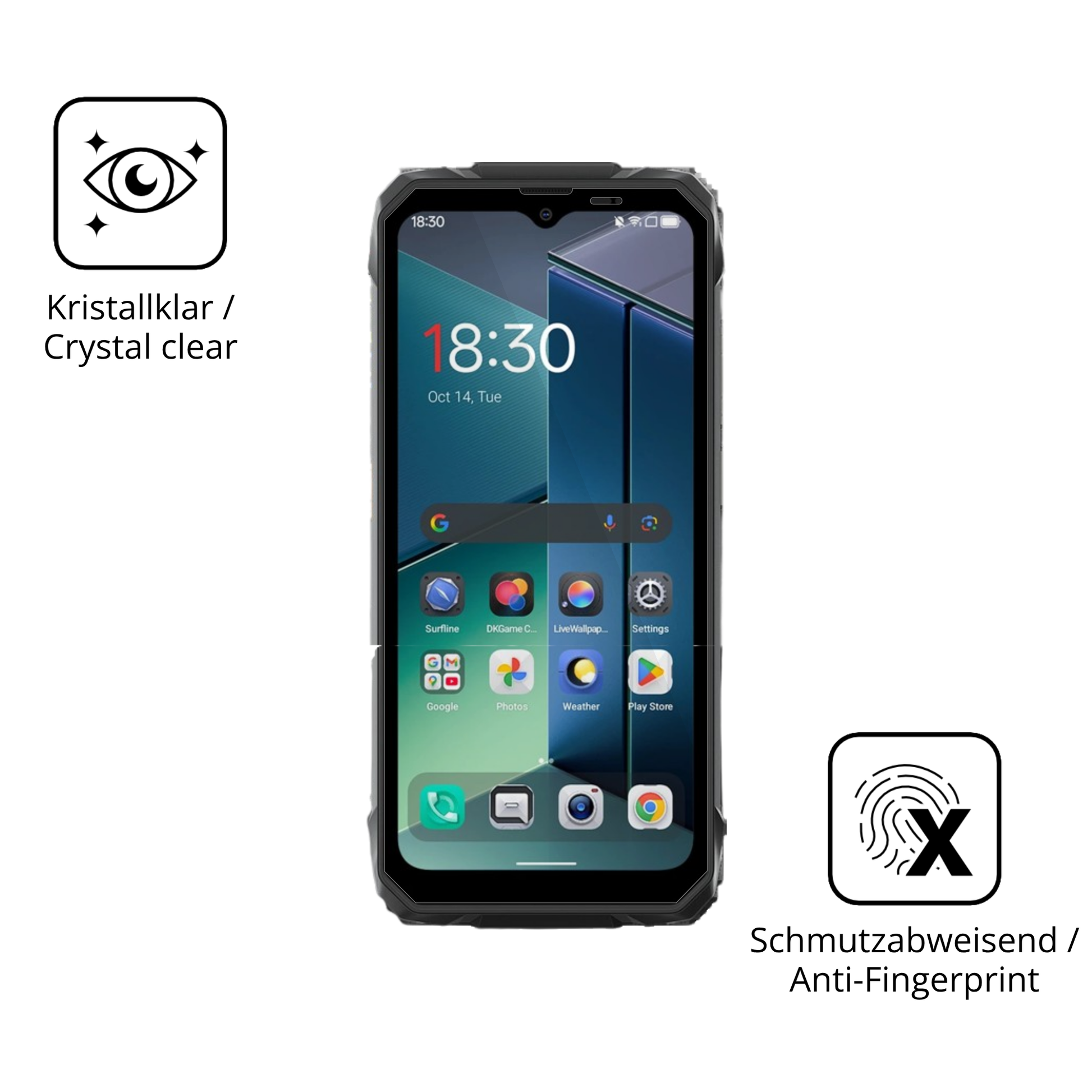 Flexible TPU-Folie passend zugeschnitten für Blackview Rock 1, vollständige Abdeckung