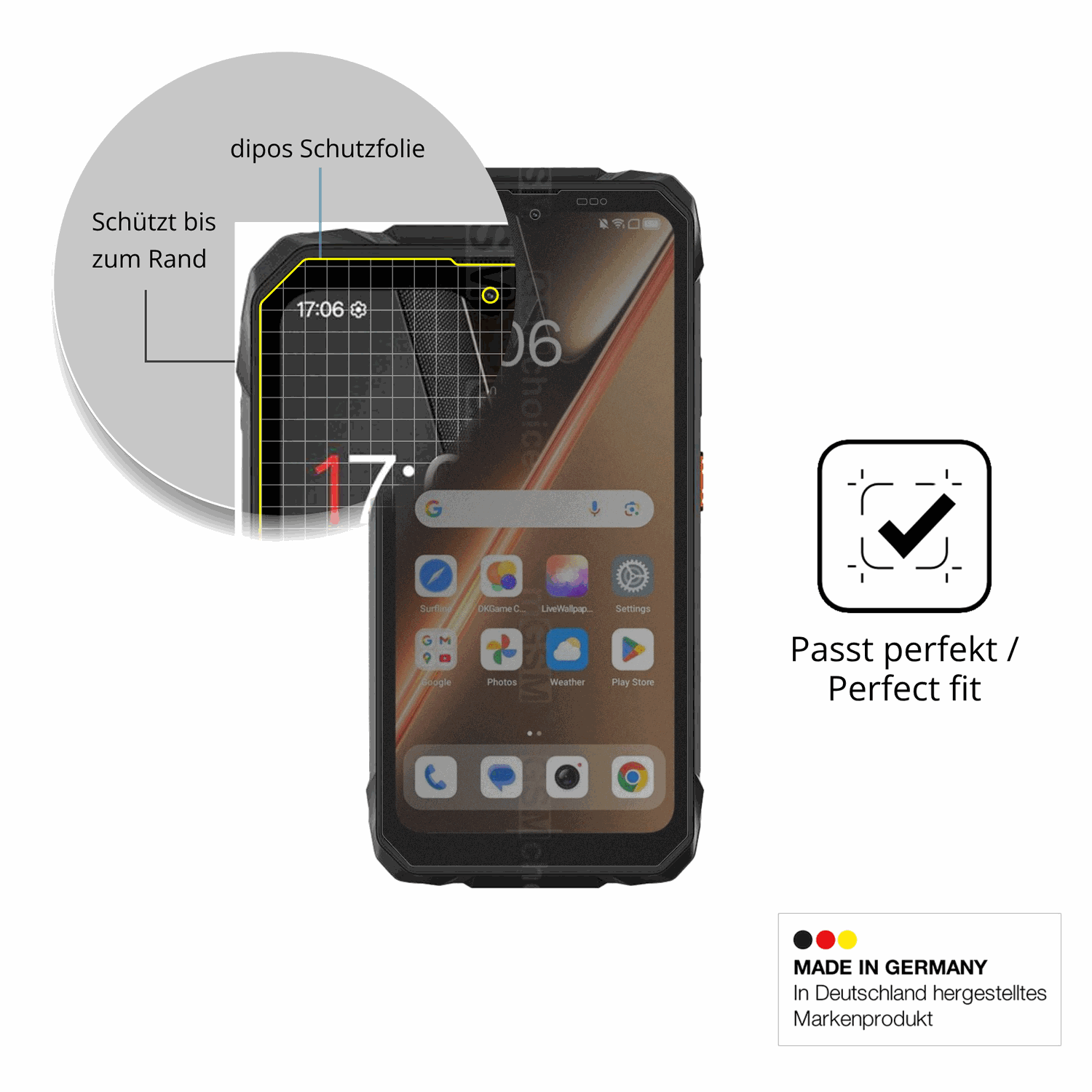 Schutz gegen Kratzer auf dem Blackview Rock 1 Pro Glas durch Schlüssel oder Ähnliches