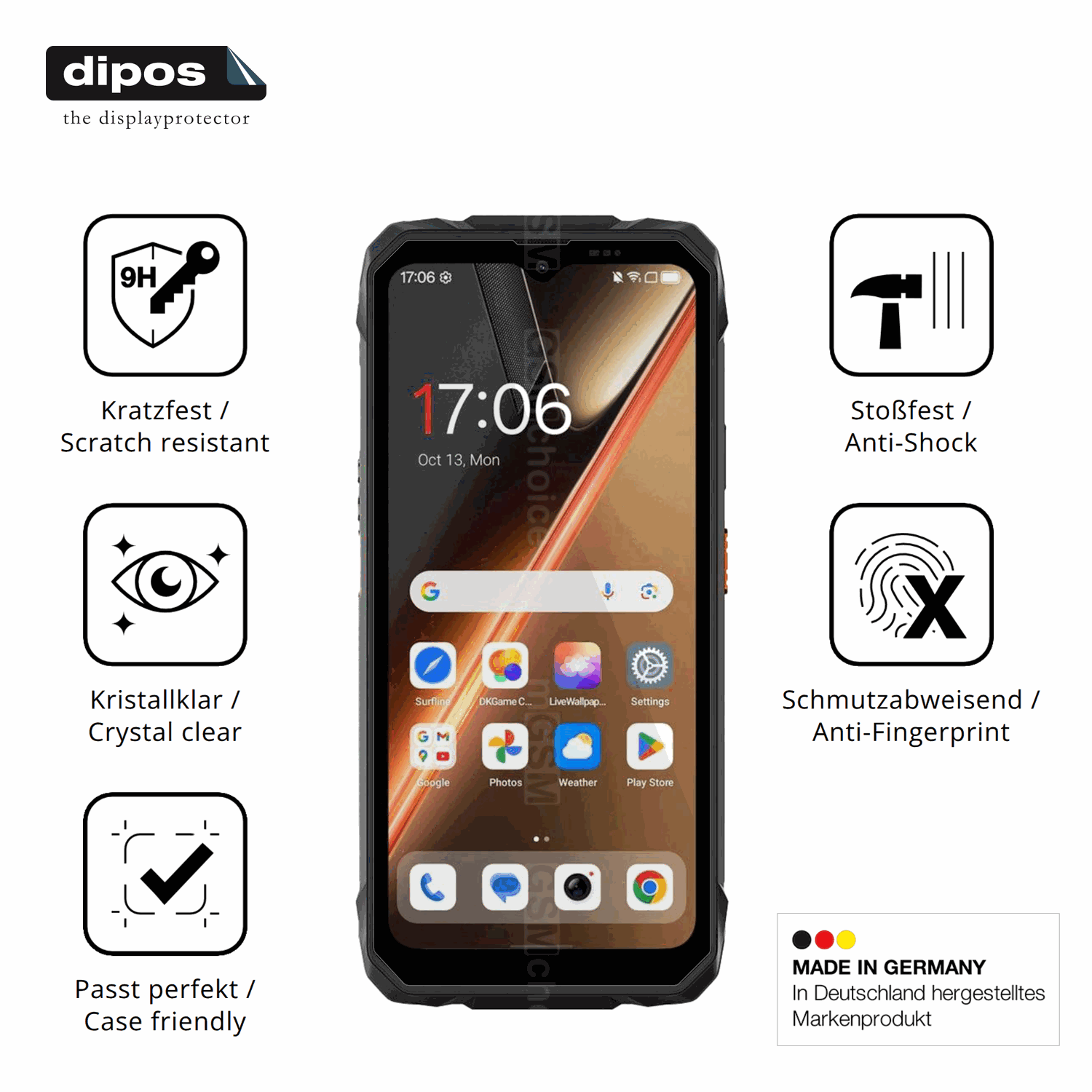 Displayschutz hergestellt in Deutschland, höchste Qualität made in Germany