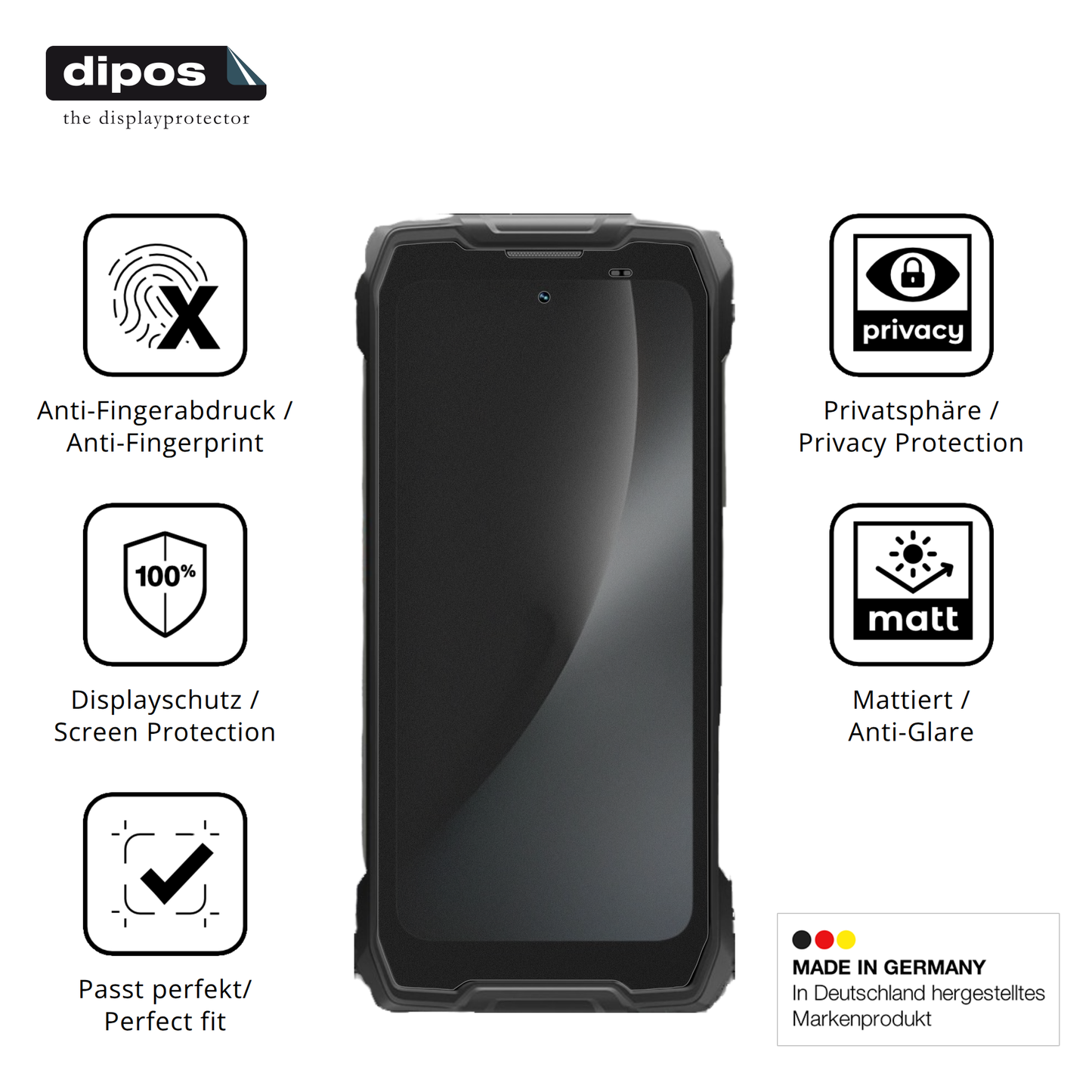 Privatsphäre-Schutz durch Sichtschutz-Folie passend zugeschnitten für Blackview Rock 2