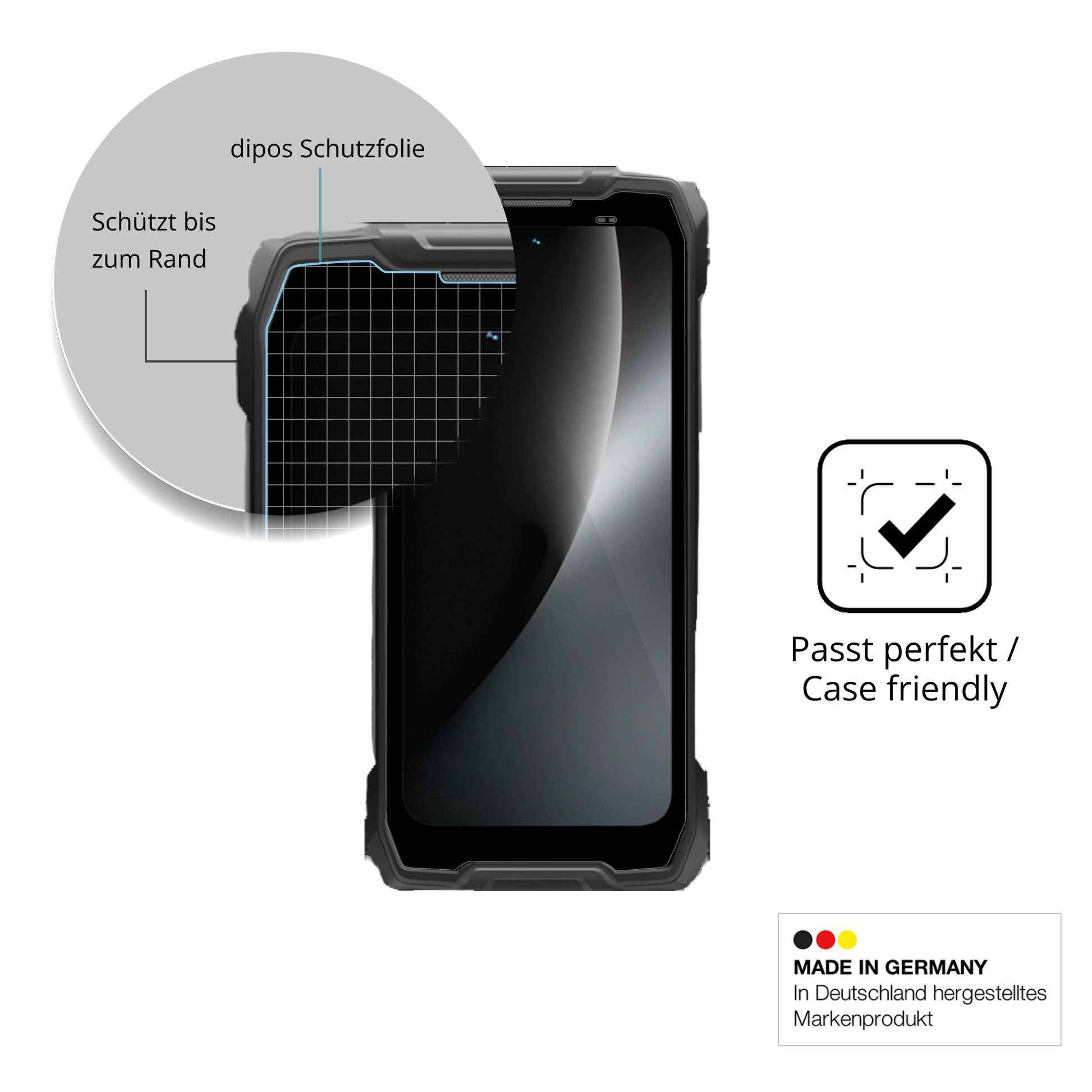 Besonders flexibler Displayschutz mit Anti-Shock-Schicht im Materialmix