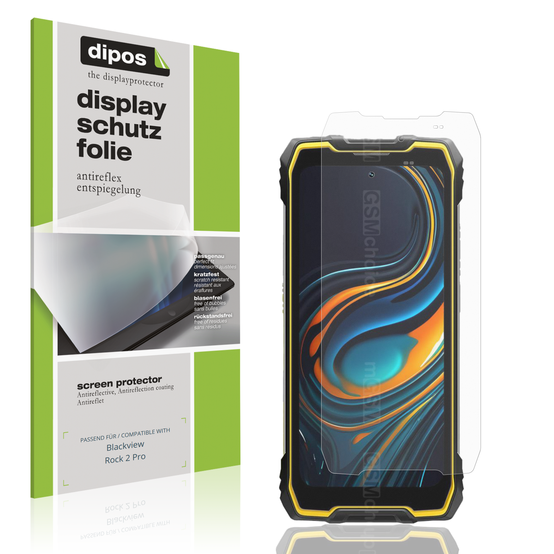 Matte Displayschutzfolie von dipos passend für Blackview Rock 2 Pro, präziser Zuschnitt und blasenfrei montiert
